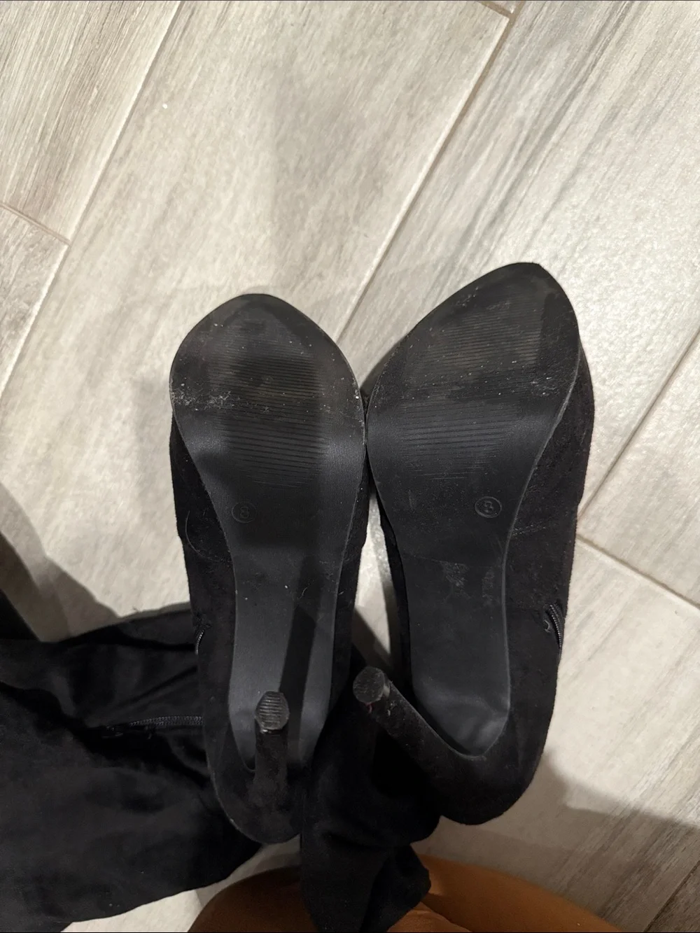 Fashion Nova Black Over-The-Knee Suede Stiletto Boots